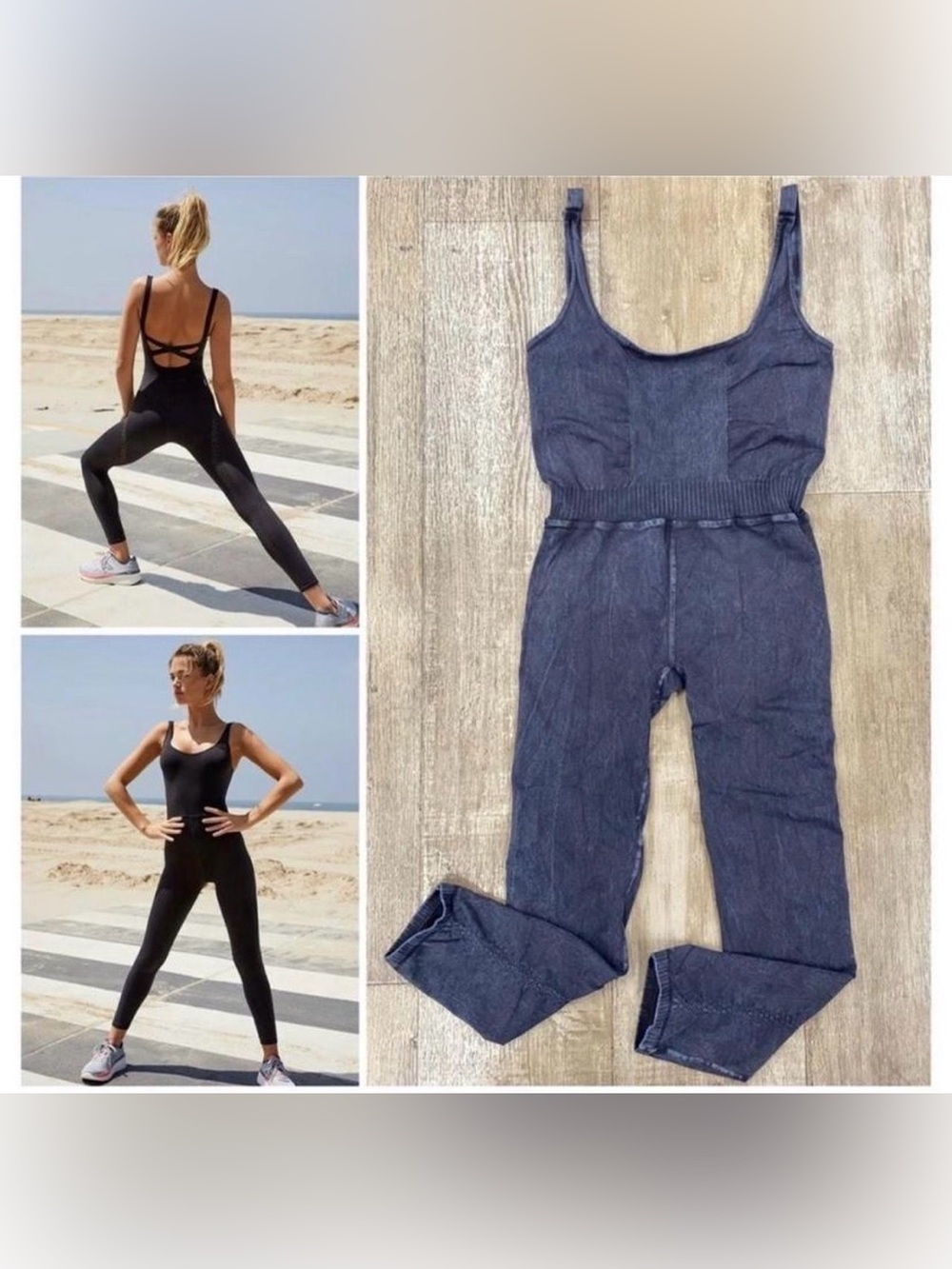Free People Seamless One-Piece Athletic Jumpsuit in Charcoal